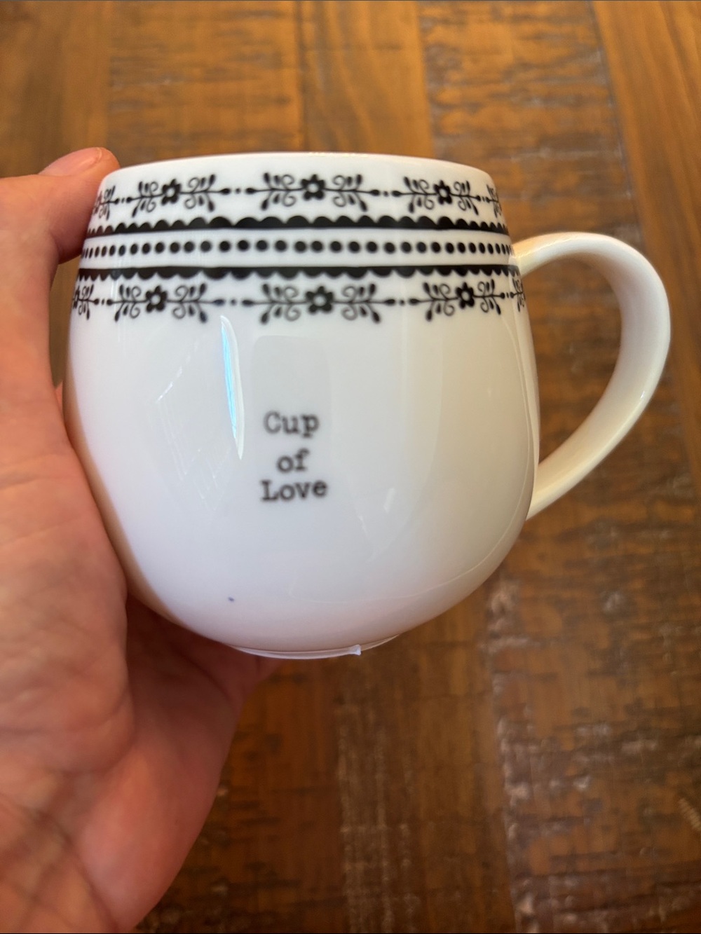 NATURAL LIFE White Ceramic Mug with Black Floral Band